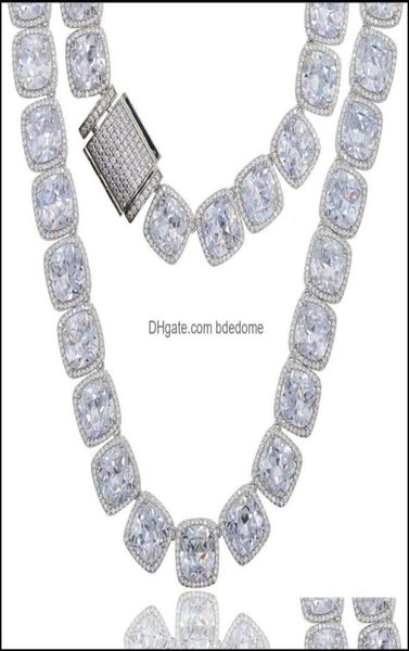 

pendant necklaces pendants jewelry men hip hop heavy necklace with square cz cluster large size tennis chain iced out big stone ch8349959, Silver