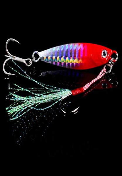 

6pcsset 3d eye fishing lure lead lures feather fishing tackle 6 colors 60mm15g6 hook3122082