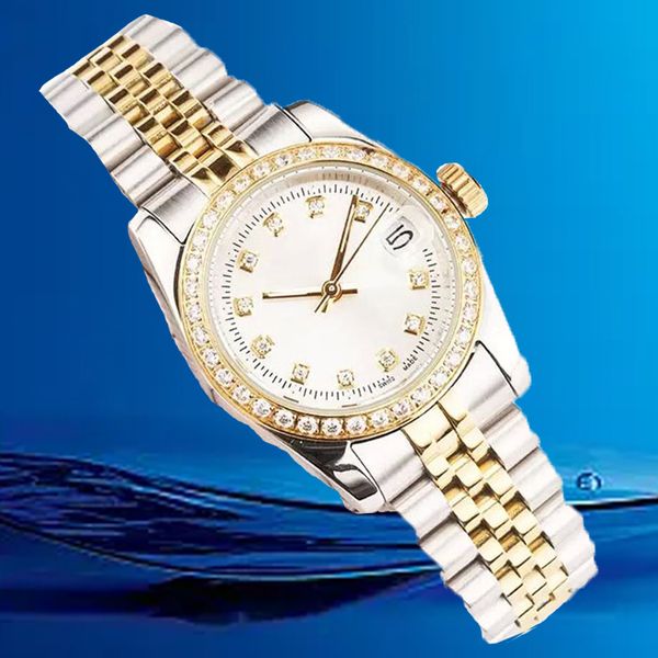 

noble business diamond watches 31mm36mm 40mm automatic mechanical movement wristwatches full stainless steel swimming watch super luminous s, Slivery;brown