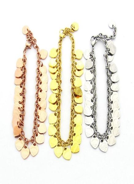 

link chain titanium steel mini tletter multi peach heart bracelet women039s foreign trade love small5970850, Black