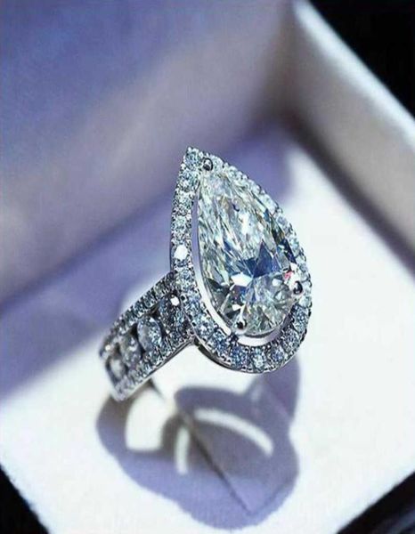 

huitan novel engagement rings for women pear shaped crystal cubic zirconia aaa dazzling fashion accessories elegant female rings x8985122, Slivery;golden