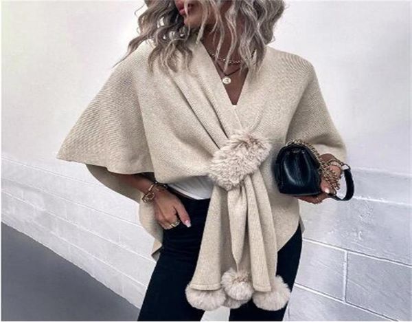 

women039s shawl cape coat irregular kintting cloak sweater women loose pullovers autumn winter oversized warm pancho femme gc165251545, Blue;gray