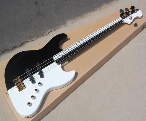 

custom 4 strings maple fingerboard blackwhite body electric bass jazz bass guitar with golden hardwareoffer customiz1689714