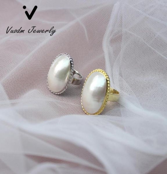 

rings of natural freshwater mabe pearl adjustable finger rings for women party wedding gift98638366488719, Silver