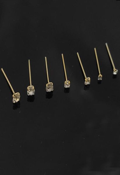 

925 sterling silver stud clear crystal pin piercing nose jewelry 36pcspack8060040