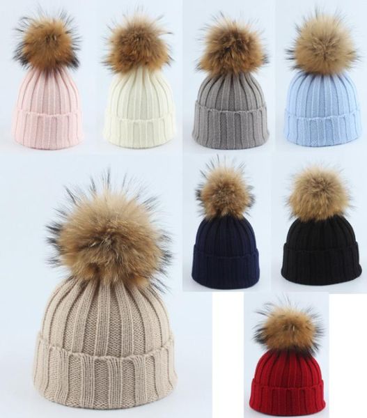 

christmas baby kids vertical stripe knitted hat girls faux fur pompon beanie boys crochet edge caps autumn winter children warm ac3092256, Yellow
