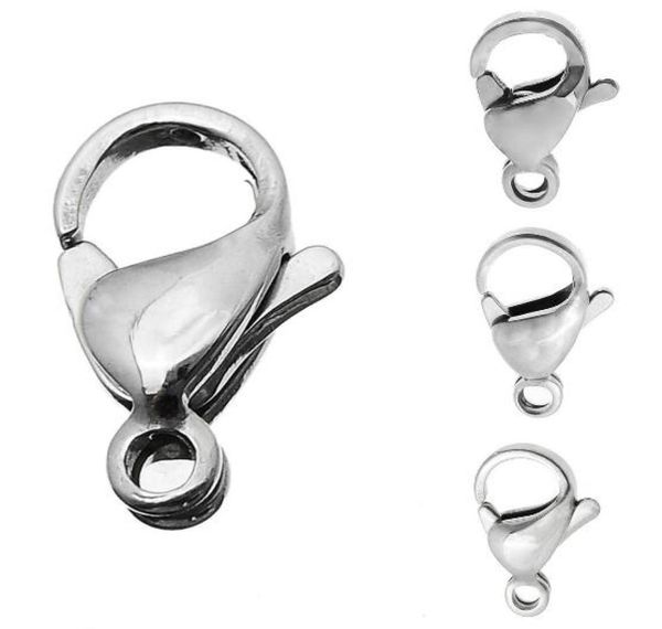 

factory direct 100pcs lot 9mm 10mm 11mm 12mm 13mm 15mm stainless steel lobster clasps hooks jewelry finding diy high polis1269785