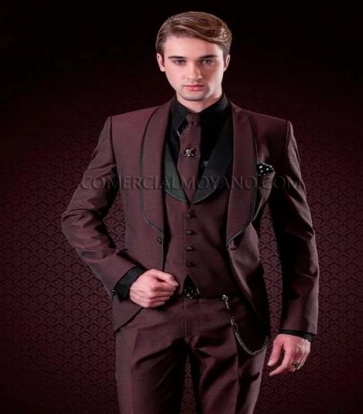

fashion burgundy slim fit groom tuxedos excellent groomsman wedding dress men formal business prom party suitjacketpantstieves4588885, Black;gray