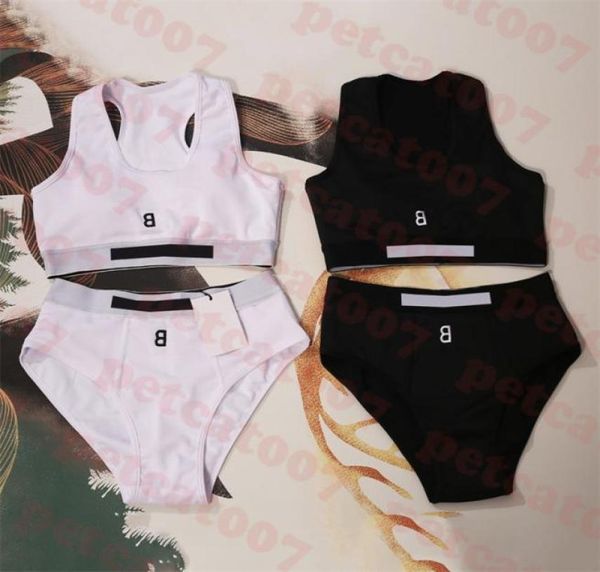 

letter embroidered swimsuit tracksuit bikini womens sports tank briefs fashion ladies swimwear two colors7764951