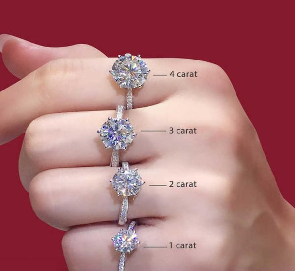

925 sterling silver moissanite ring classic style round cut ring single row diamond engagement anniversary ring 1ct 2ct 3ct1309000, Golden;silver
