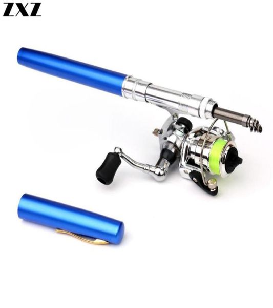 

outdoor camping aluminium alloy 1m mini pocket ice fishing rod set with reel portable reinforced spinning wheels for fish t42023976259241