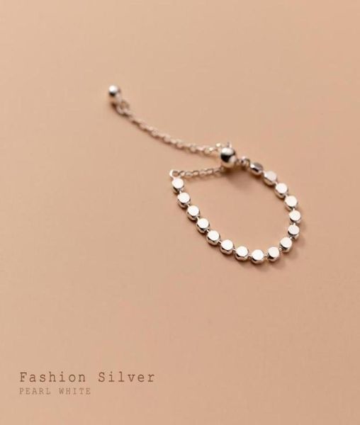 

cluster rings solid 925 sterling silver for women teen girls flat beads chains adjustable korean fashion minimalist jewelry3645107, Golden;silver