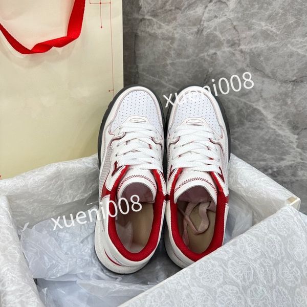 

2023new womens mens quality casual shoes designer leather lace-up sneaker fashion running trainers letters flat printed gym sneakers, Red;white