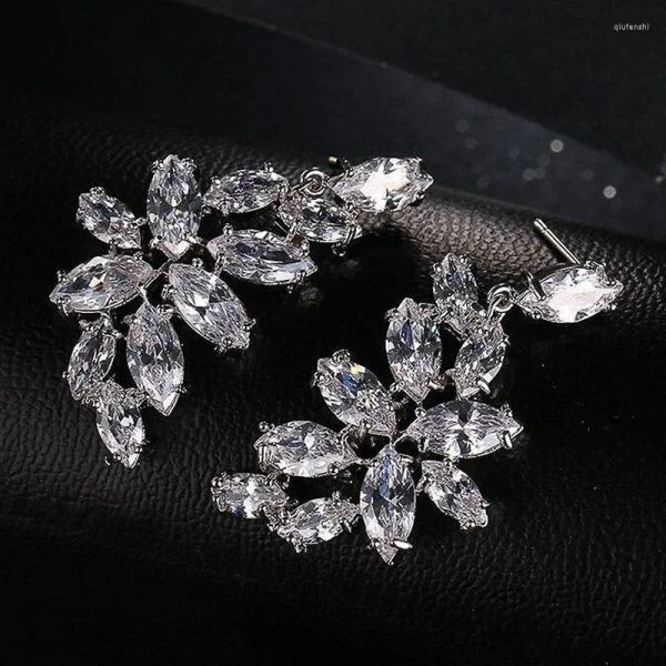 

designer ring dangle earrings gorgeous marquise cz for women engagement wedding elegant bride ear accessories party statement jewelry, Golden