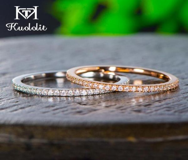 

kuololit 10k solid gold 100 moissanite rings for women 100 hand setting lab grown diamonds rings engagement bride fine jewelry t8650540, Slivery;golden