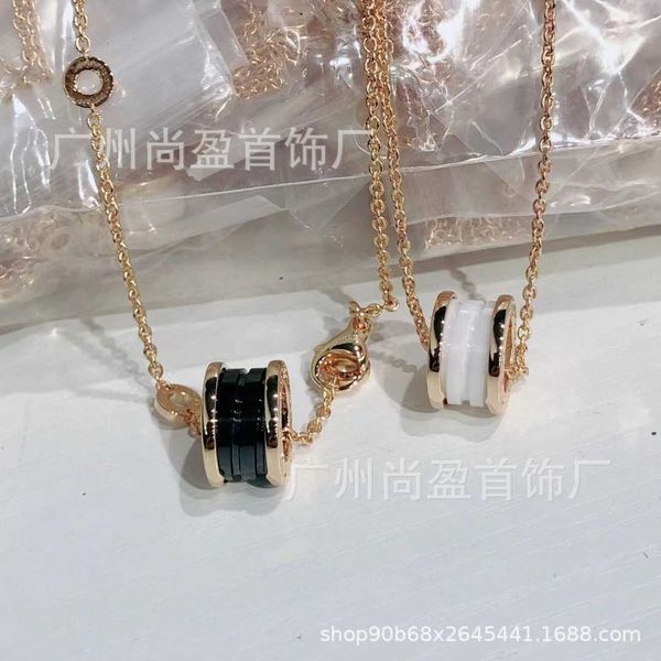 

925 sterling silver baojia little red man charity black white ceramic necklace 18k rose gold male and female couple clavicle chain