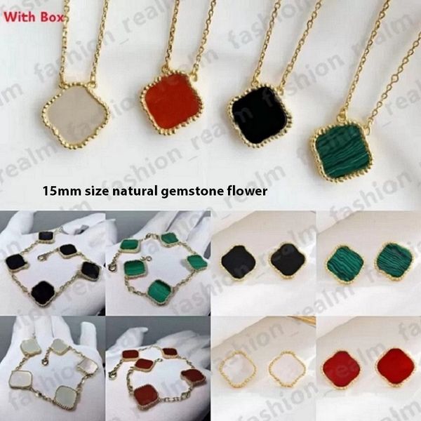 

fashion designer jewelry men pendants necklaces van clover bracelet stud earring set 100% silver mother of pearl green flower necklace love