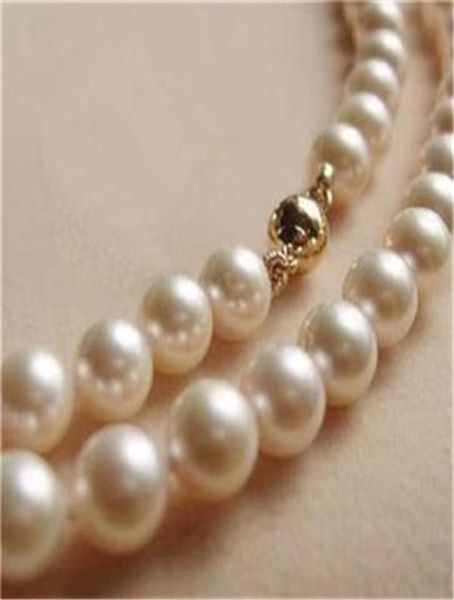 

14k solid gold cl 89mm white akoya pearl necklace 18quot015772762, Silver