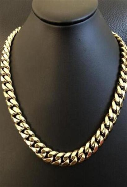 

men039s cuban miami link 20 choker chain 14k gold over stainless steel 12mm 136g310j1308475, Silver