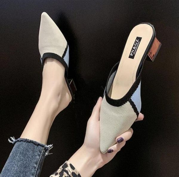 

shoes slippers soft loafers med slides multicolored sandals cover toe fashion square heel comfort luxury block pointed rome7536964, Black