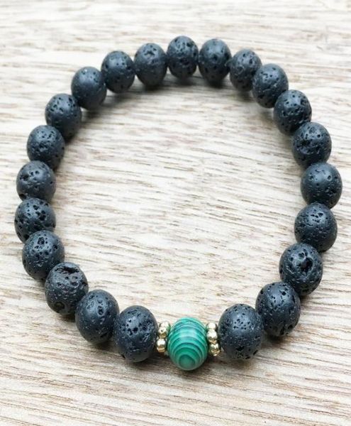 

sn1004 mala beads yoga bracelet men lava malachite bracelet earthy and nature courage well being jewelry whole9765268, Black