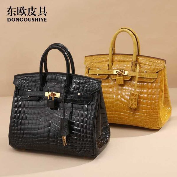 

tote birkins genuine leather new half hand sewn 25 nile crocodile bag light luxury fashion trend real leather bag handbag girl with