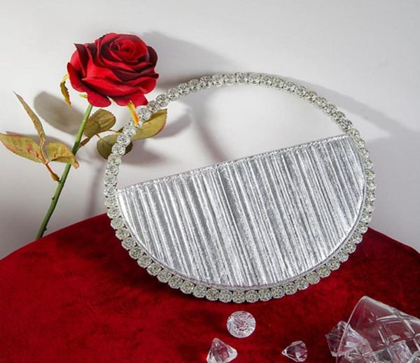 

evening bags diamond circular bag women round handle rhinestone dinner clutch purse ladies half moon handbag fashion6063362