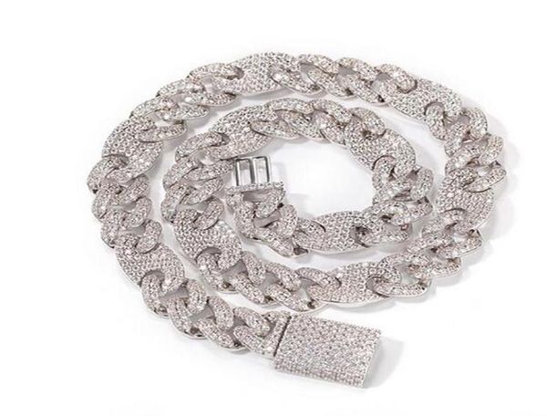 

12mm 14k gold mariner link chain real icy oval cuban link chain iced choker necklace pave cubic zirconia jewelry 16inch22inch8402981, Silver