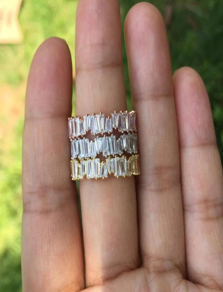 

whole wieck vintage fashion jewelry 925 sterling silverrose gold fill three color irregularity cz women wedding band ring fo1711371, Slivery;golden