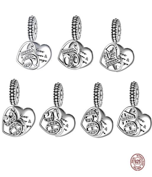 

925 silver fit pandora charm 925 bracelet silver color pendant birthday anniversary series charms set pendant diy fine beads jewel5139262, Bronze;silver