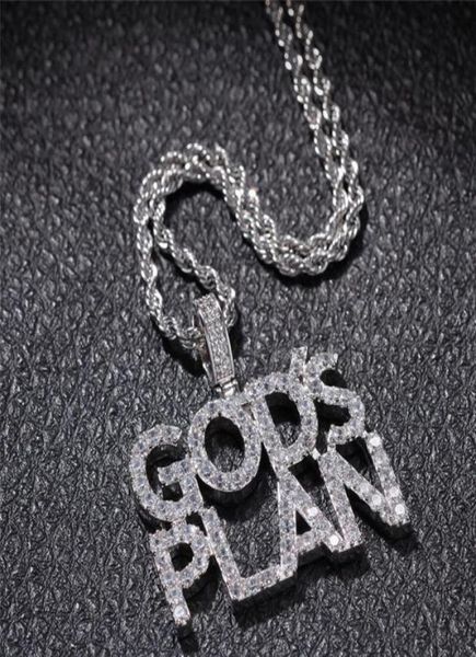 

iced out letters pendant necklace new arrival gods plan aaa zircon men039s charms necklace fashion hip hop jewelry290u9959438, Silver