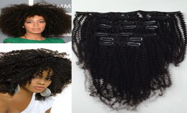 

4b4c mongolian virgin afro kinky curly hair weft clip in hair extensions unprocessed natural black color human extensions can be 8666559
