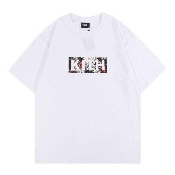 

oversize 2023 new kith tokyo shibuya t shirt men women street view printing shirts tee rose omoroccan tile tees t-shirt qm, White;black