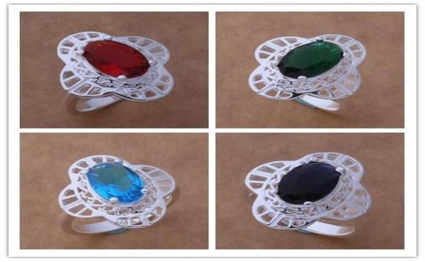 

925 silver plated austrian crystal ring fashion party jewelry for women mix order 12pcslot3822853, Golden;silver