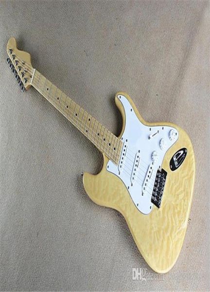 

factory custom yellow pattern body electric guitar with write pickguard3s pickupschrome hardwarecan be changed9727802