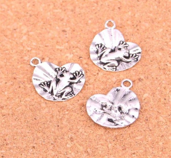 

122pcs charms frog on lily pad antique silver plated pendants making diy handmade tibetan silver jewelry 18 17mm268v8290177, Bronze;silver