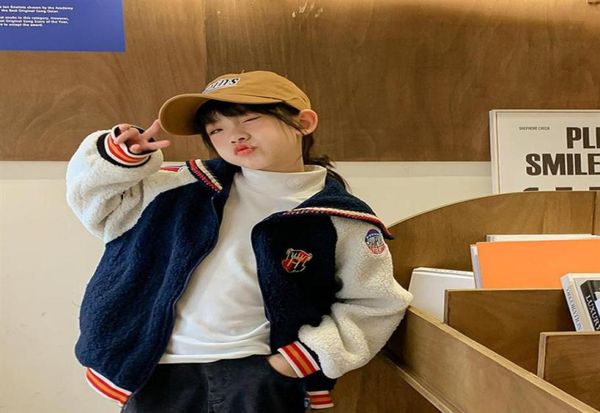 

girls039 autumn and winter children039s college style jacket casual plush coat325s4862246, Blue;gray