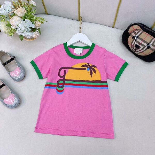 

designer children letter printed t-shirt fashion summer boys girls short sleeve tees kids cotton casual s0063, Blue