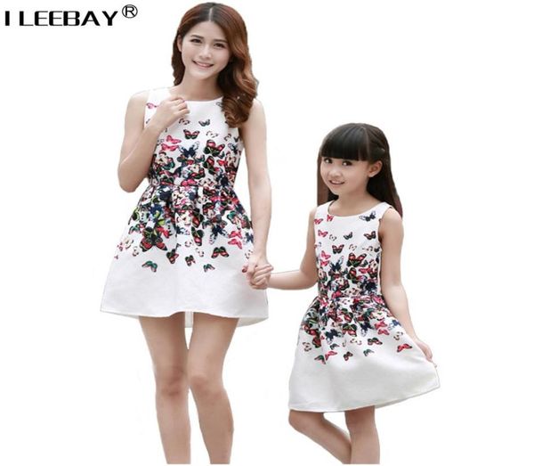 

mother daughter dresses matching teenage girl dress retro print mommy and me clothes sleeveless dresses family matching outfits2411874431, Blue