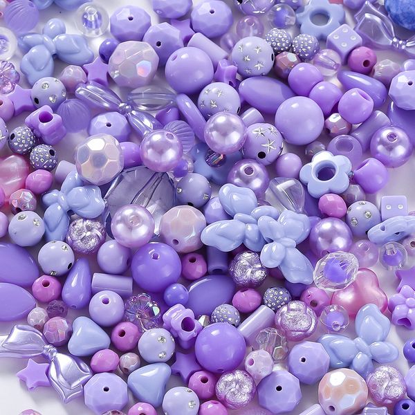 

300g acrylic mixed bead loose bead children's jewelry hair phone chain accessories, Bronze;silver
