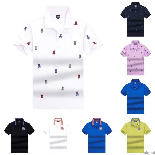 

psycho bunny polos shirts designer mens luxury brand high-quality knitted tees skull rabbit print clothing sports quick drying t shirt 2y01, White;black