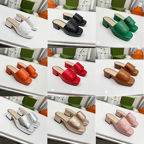 

casual shoes 2023 designer women g slippers platform slides luxury double g letter highheeled thick bottom slippers fashion genuine leather, Black