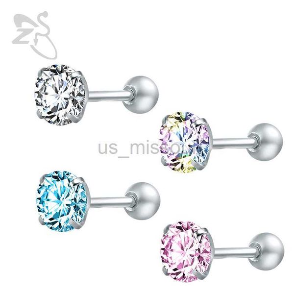 

stud zs crystal stud earrings for woman stainless steel female earrings round crystal stone screw ball earring pierced ear oorbellen j230529, Golden;silver