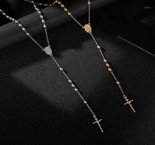 

pendant necklaces fashion personality trend cross rosary necklace jesus hip hop1204425, Silver