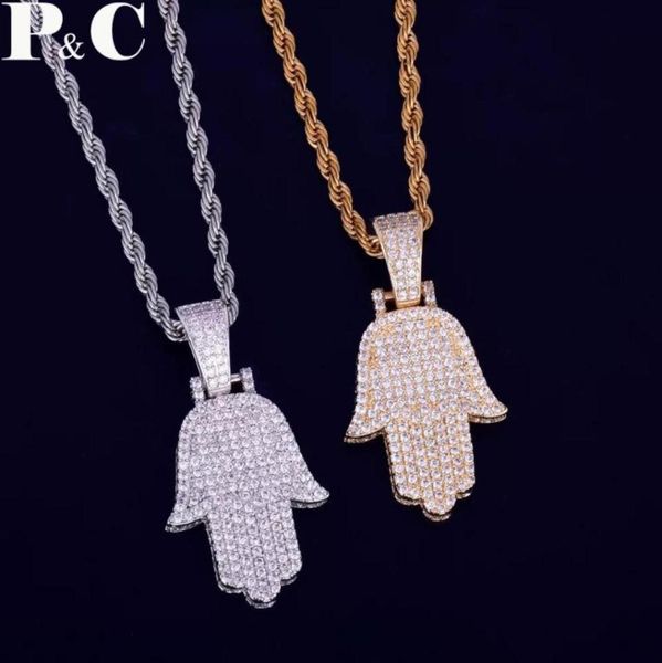 

fatima hand pendant necklace chain steel cuban chain gold silver color cubic zircon men039s hip hop jewelry for gift2116826