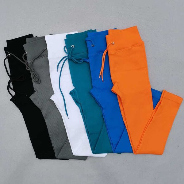 

women's pants & s ribbed seamless yoga high waist gym legging drawstring sport fitness leggings tummy control running training tights 2, Black;white