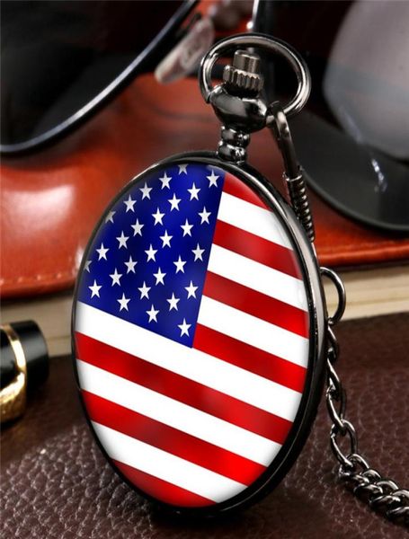 

customized black smooth case firefightingusa flag design men women quartz pocket watch analog clock gifts pendant chain fu9993362, Slivery;golden