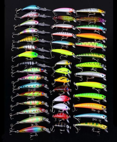 

43pcslot fishing lures set mixed 6 models 43 clolor minnow lure crank bait fishing baits bass tackle3615465