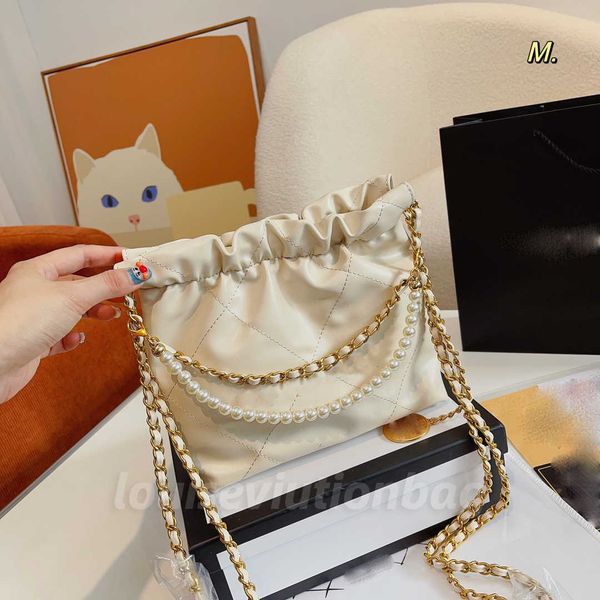 

22a designer shoulder bag classic plaid flap caviar handbag gold silver chain leather double letter solid color buckle square stripe lady me
