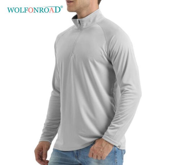 

outdoor tshirts wolfonroad upf50 men039s sunuv protection tshirt fishing performance 14 zip collar swim long sleeve uv tee 5129642, Gray;blue